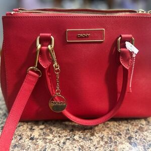 New DKNY Red Leather Handbag